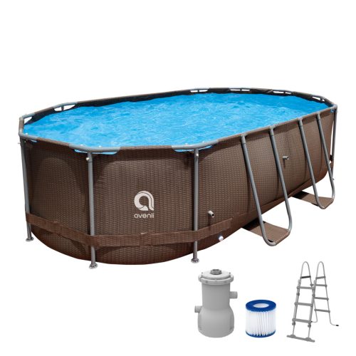 Avenli Frame medenceszett ovális barna rattan hatású 427x275x100cm