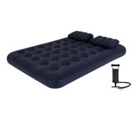   Avenli Double felfújható vendégágy szett párnával és kétirányú kézi pumpával sötétkék 191x137x22cm