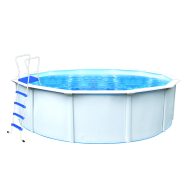   Premium Pool 360x120cm fehér színű, kör alakú acélfalú medence létrával és fedőtakaróval