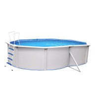   Premium Pool 490x360x120cm fehér színű, ovális acélfalú medence létrával és fedőtakaróval